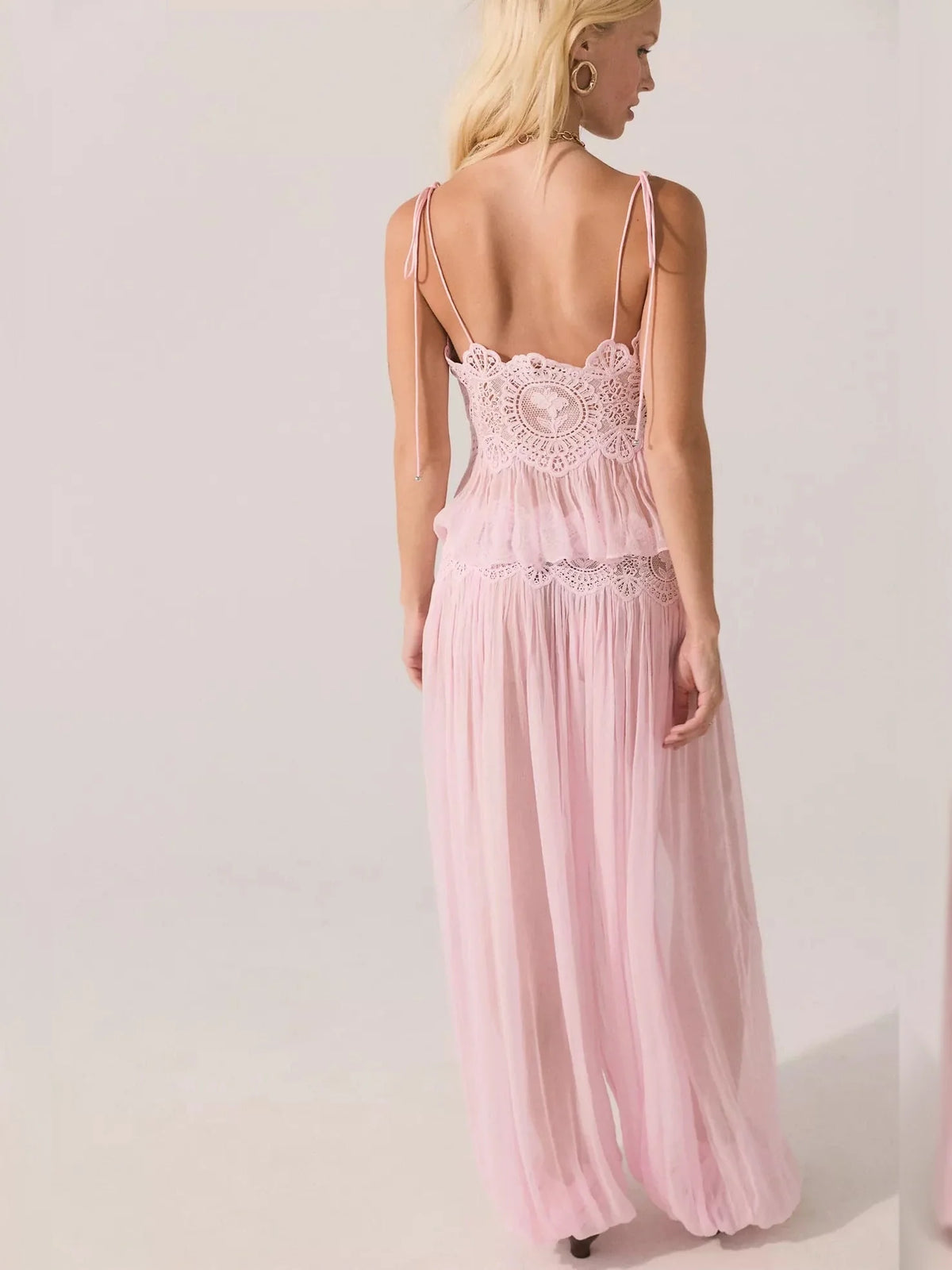 Floral Guipure Lace High Waist Balloon Pants