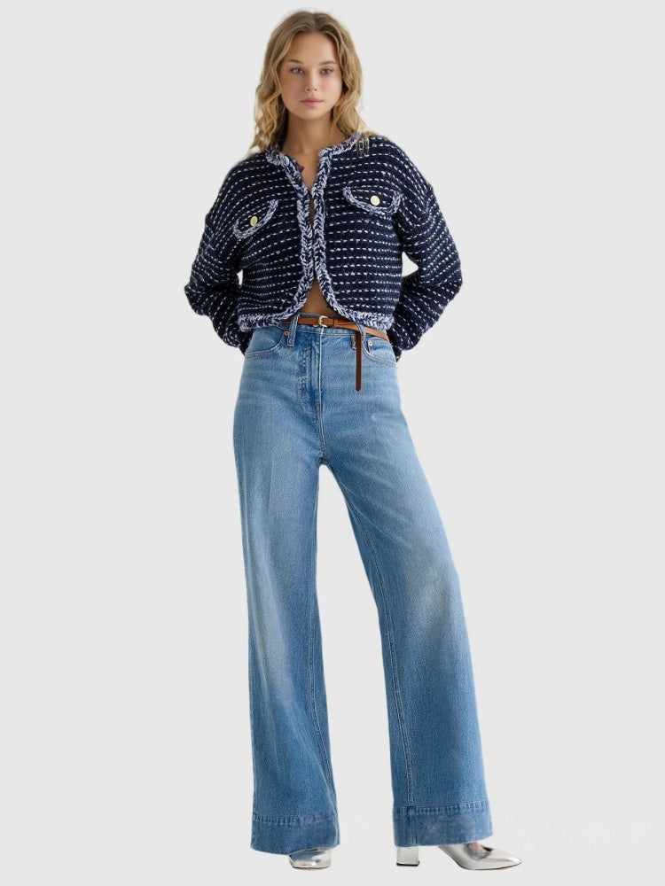 Classic Washed Flare Denim Pants
