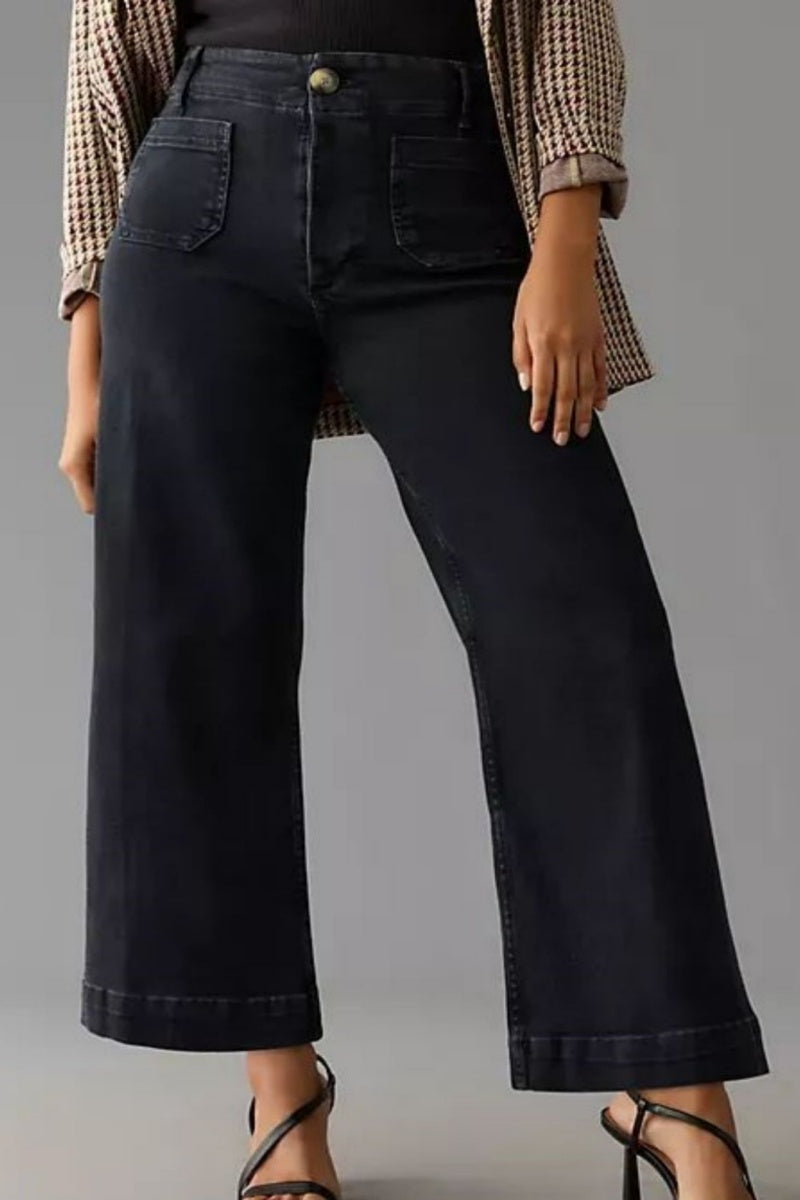Elongating High-Waist Microflare Jeans
