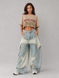 Star Patch Frayed Cargo Jeans