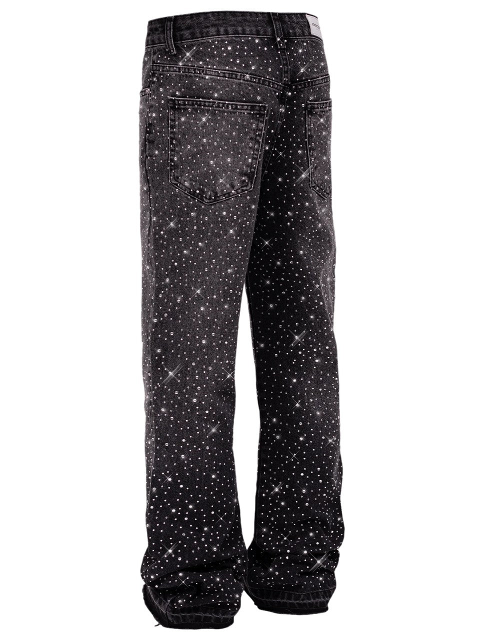 Crystal-Edged Black Flare Jeans
